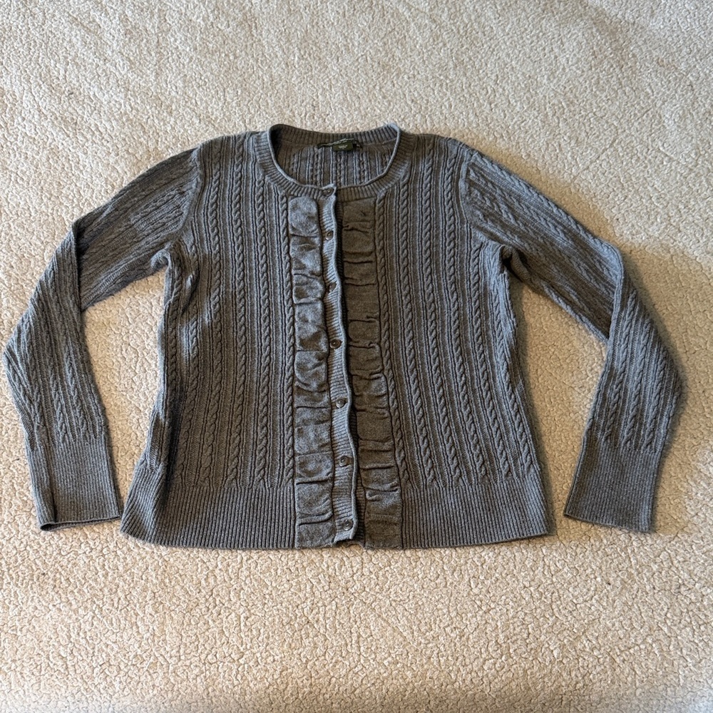 Eddie Bauer Charcoal Cable Knit Cardigan Medium